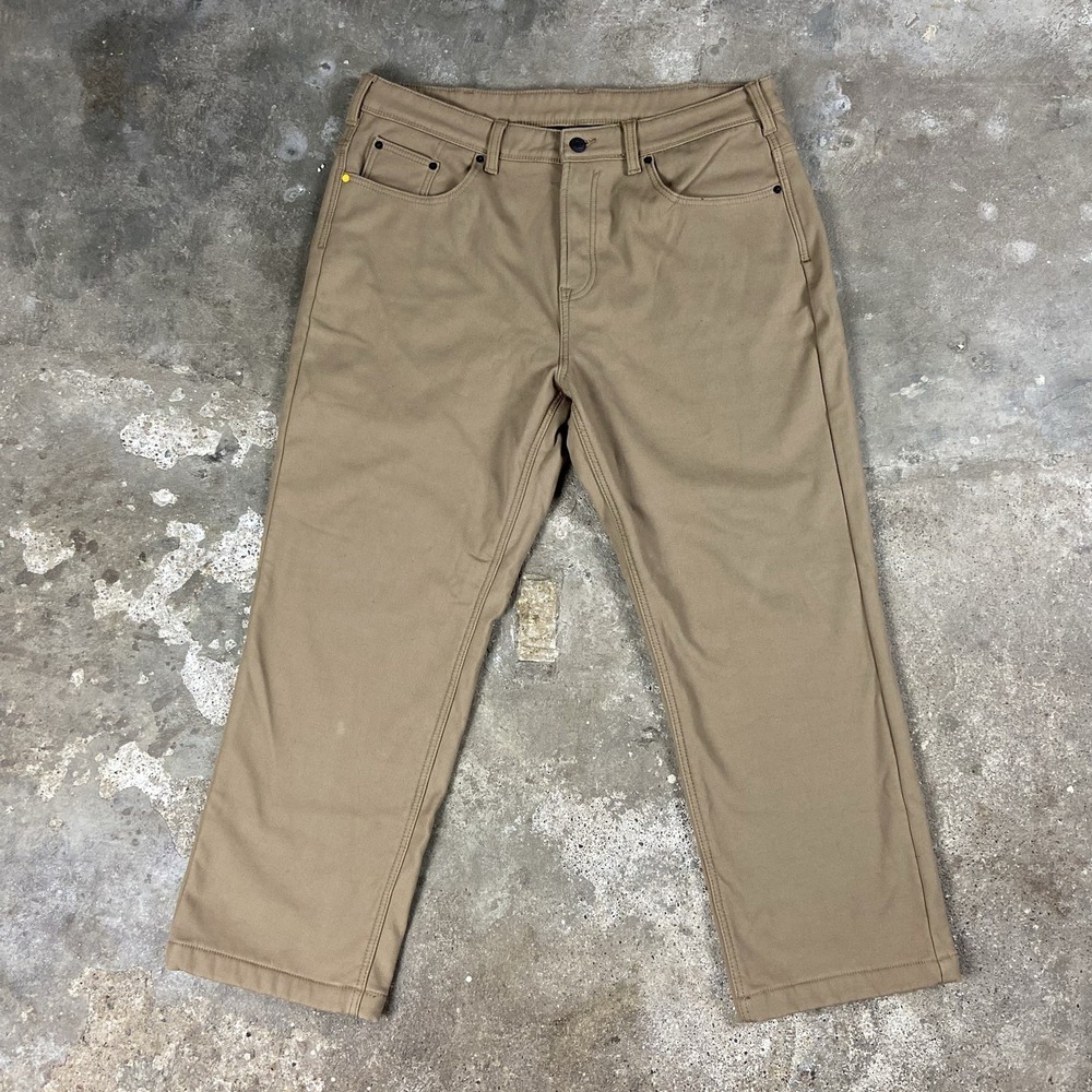 CAT Canvas Work Pants Size 38x29 Beige‎ Fleece Lined Utility Workwear R0825-01